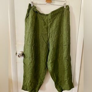 Flax Plus Size Linen Pant- Olive Green